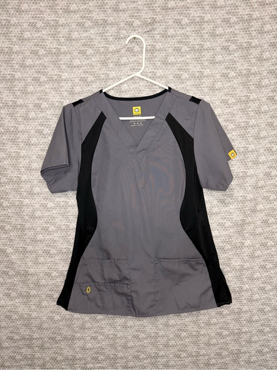 WonderWink Tops - WonderWink Gray and Black V-Neck Scrub Top